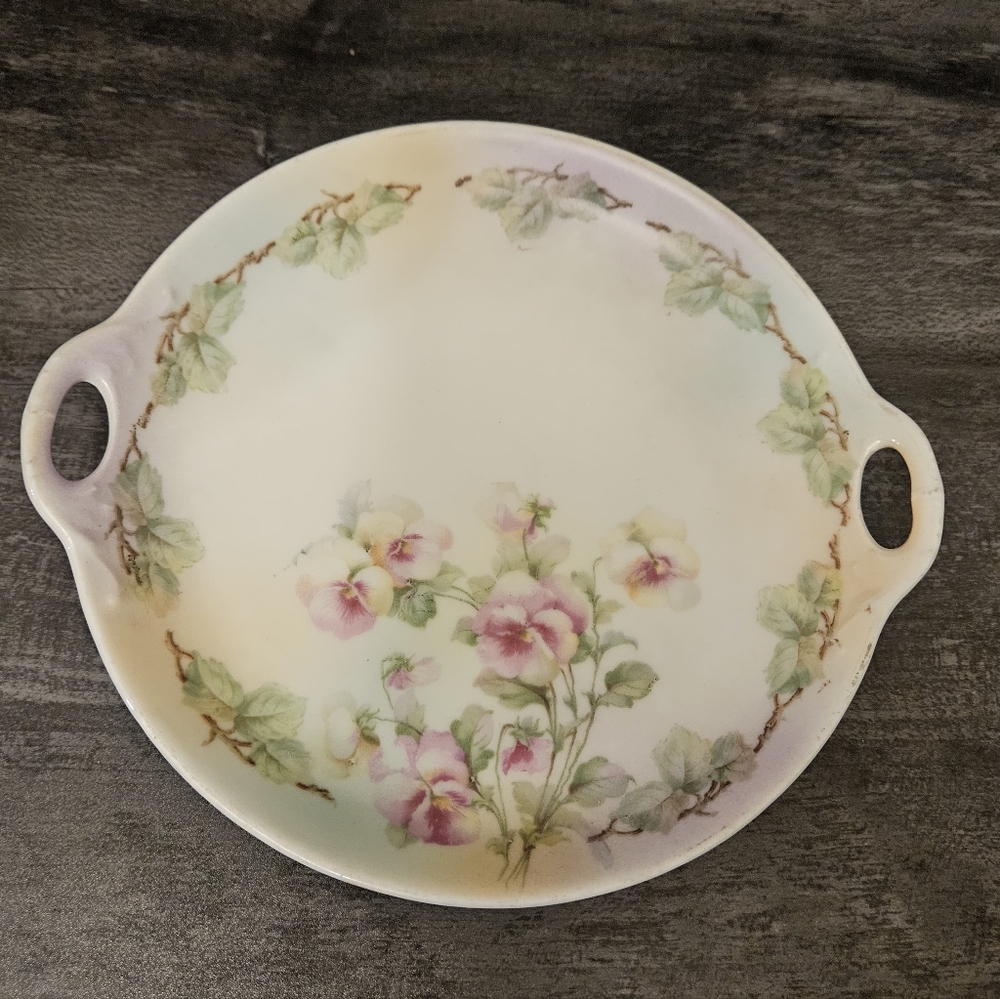 Three Crown China Handpainted Porcelain Cake Plate